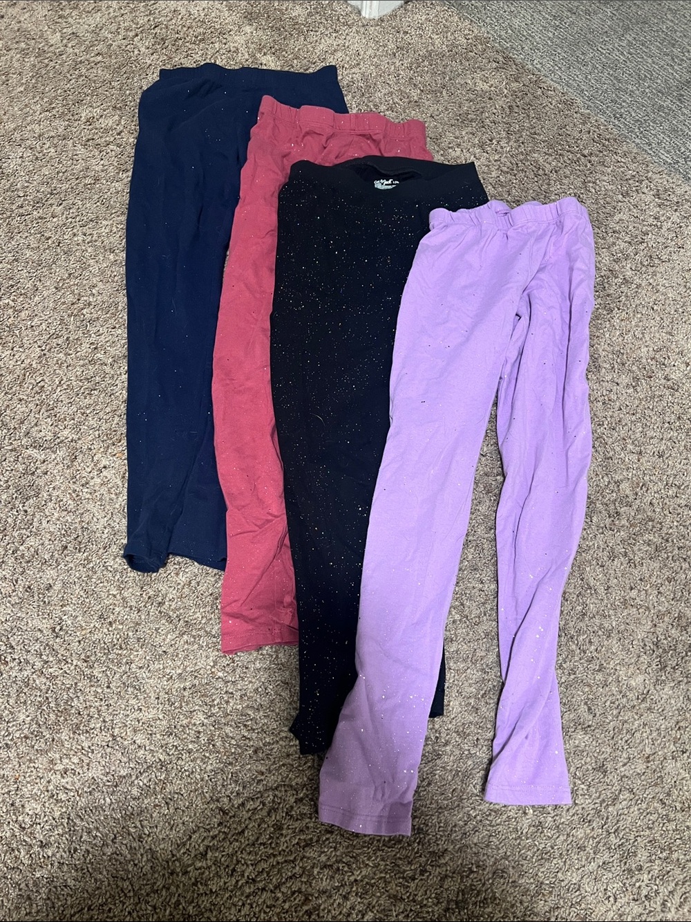 Girls' Sparkle Stretch Leggings - Navy, Dusty Rose, Black & Lavender